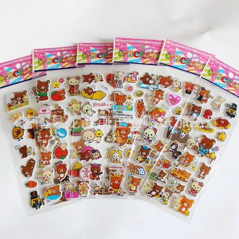 12 feuilles dessin animé Rilakkuma bulle autocollants Kawaii Anime tridimensionnel 3D gonflé en vrac