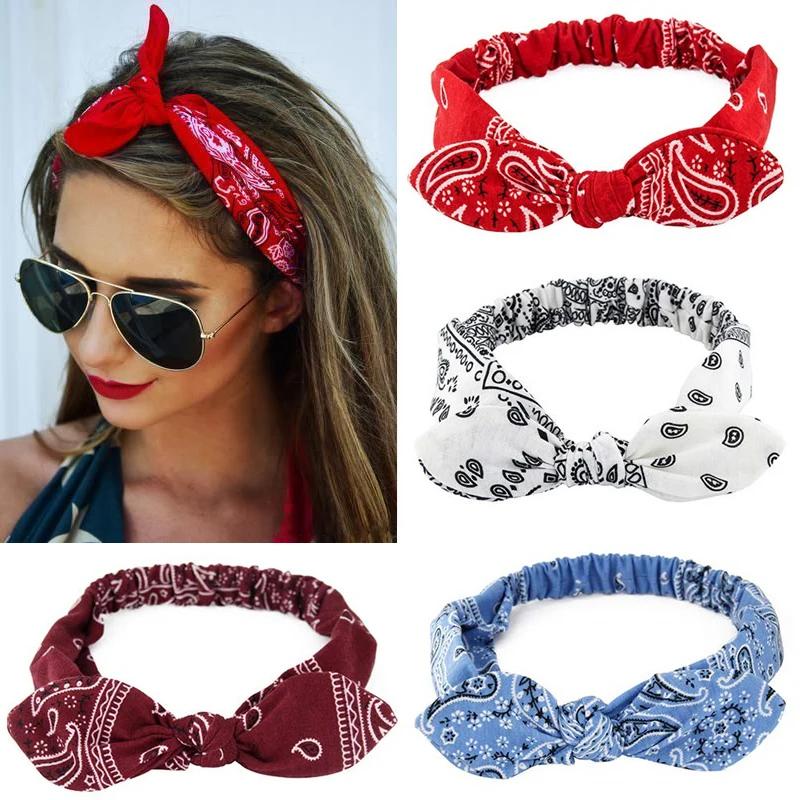 Bandeau Élastique à Nœud Croisé Imprimé Doux et Solide, Vintage pour Femme, Turban, Bandana de Style