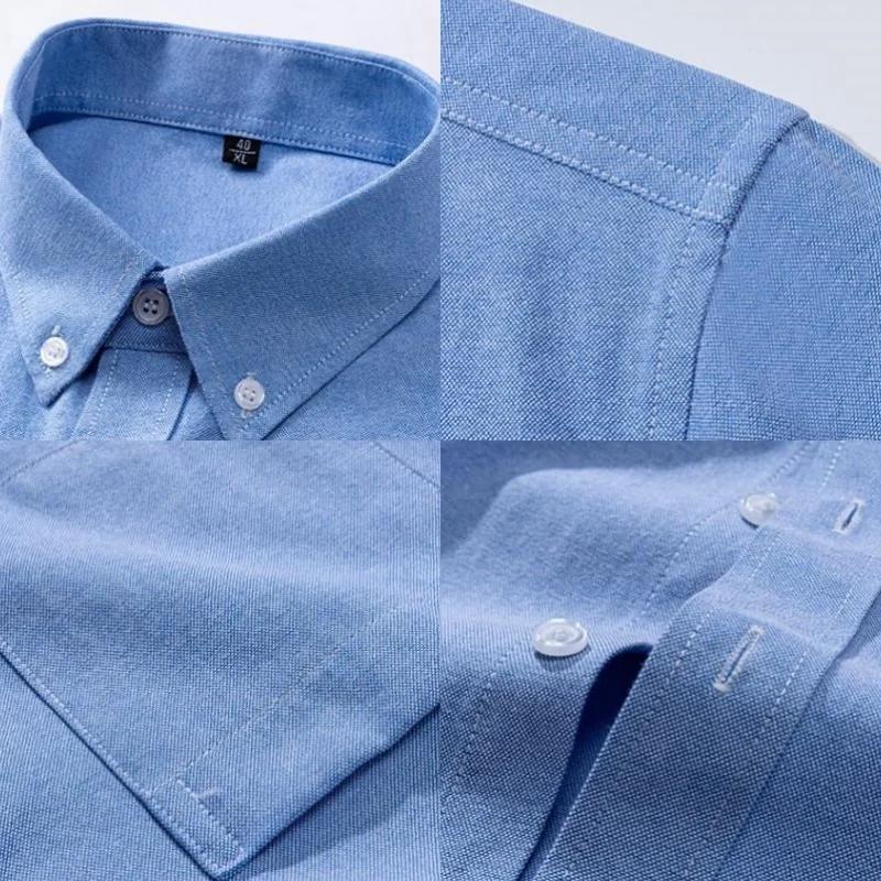 Chemises Oxford 100% coton pour hommes, manches courtes, couleur unie, coupe régulière, chemise form
