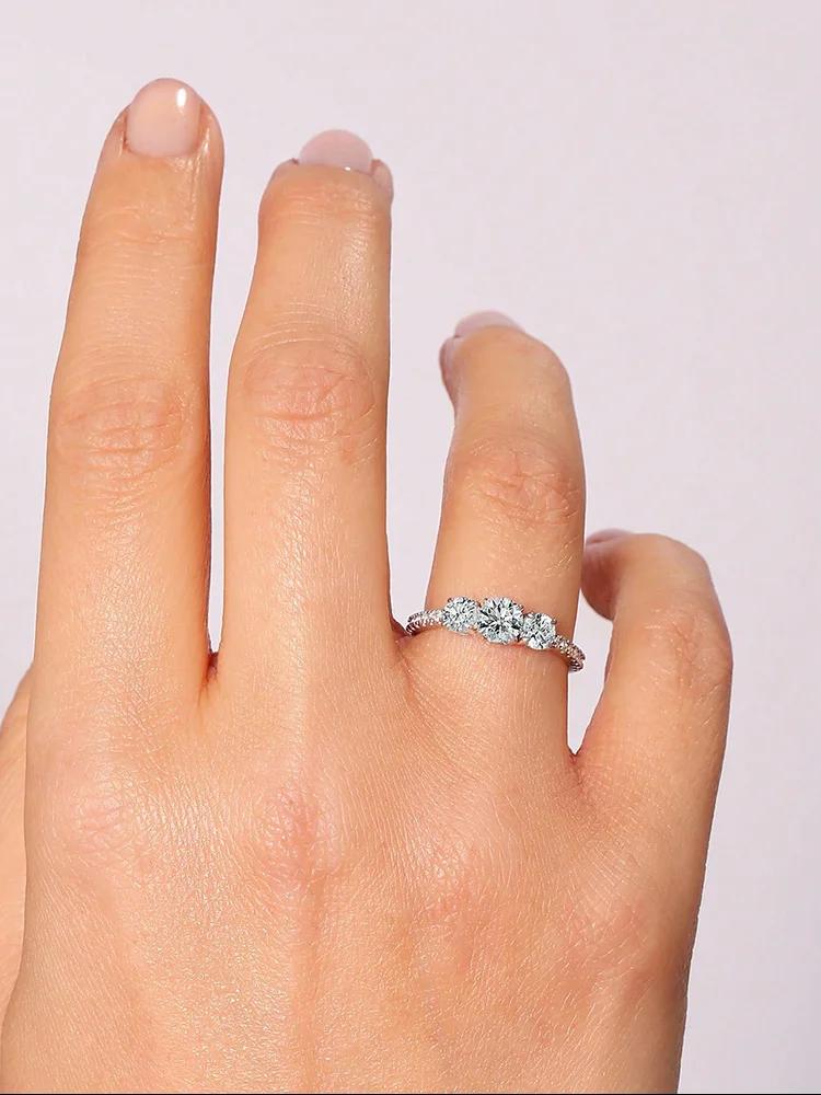 Bague ronde en argent Sterling 925 pour femmes, classique, mode, Zircon 0,5 ct, anniversaire, fiança