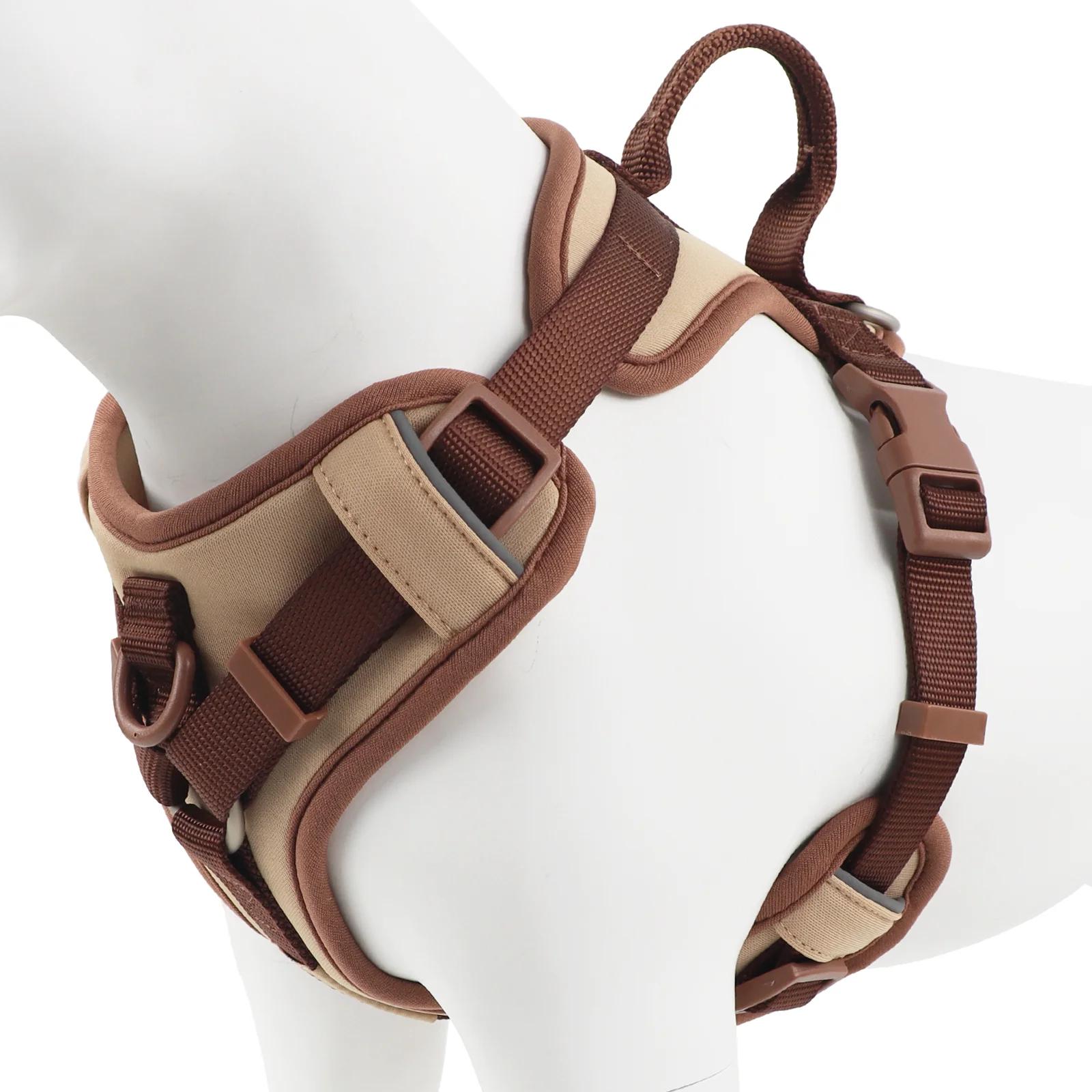 Nouveau Harnais pour chien de luxe couleur chocolat sans traction pour grands petits chiens sangle d