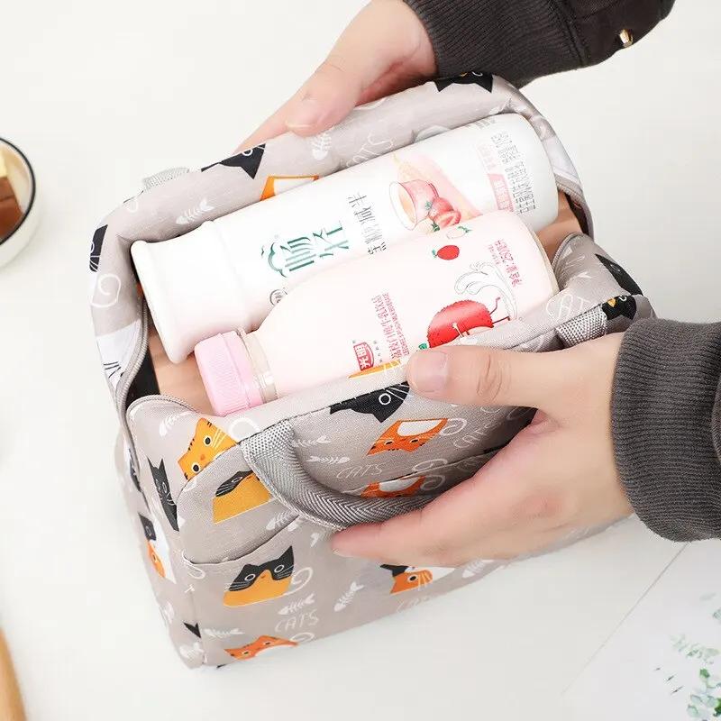 Sac à lunch isotherme de dessin animé pour enfants, sac à bento portable, fourre-tout de pique-nique