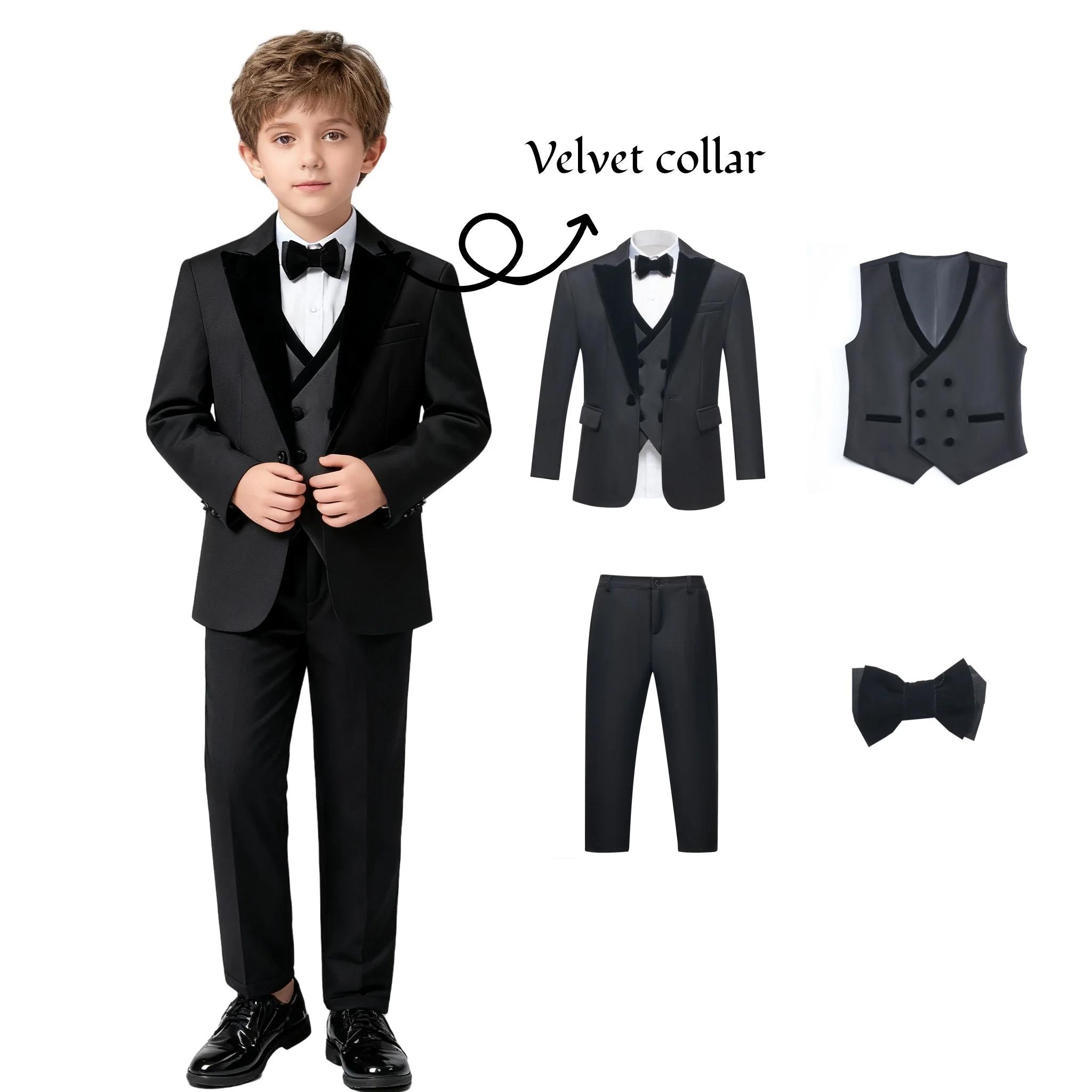 DTLumika-2520 nouvel ensemble de costumes pour enfants, costumes de retour formels 4 pièces pour gar