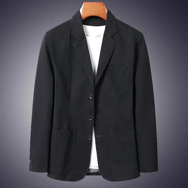 Blazer hommes 2025 mode affaires couleur unie coupe ajustée travail décontracté coton coréen manteau