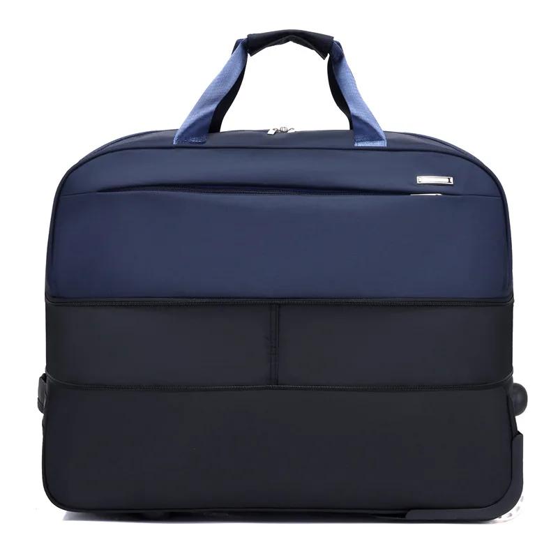 Valise de Voyage à Roulettes de Grande Capacité, Bagage à Roulettes Imperméable en Tissu Oxford, à D