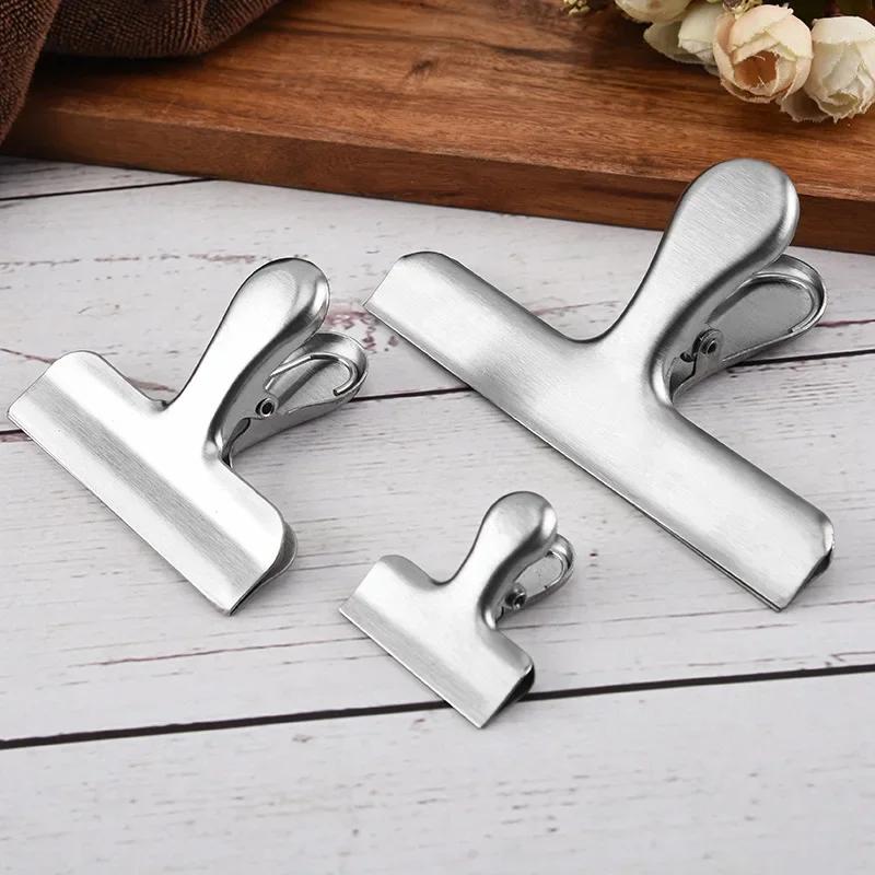 Clips de sac en acier inoxydable pour aliments, 3 pièces, Clips alimentaires en métal argenté robust