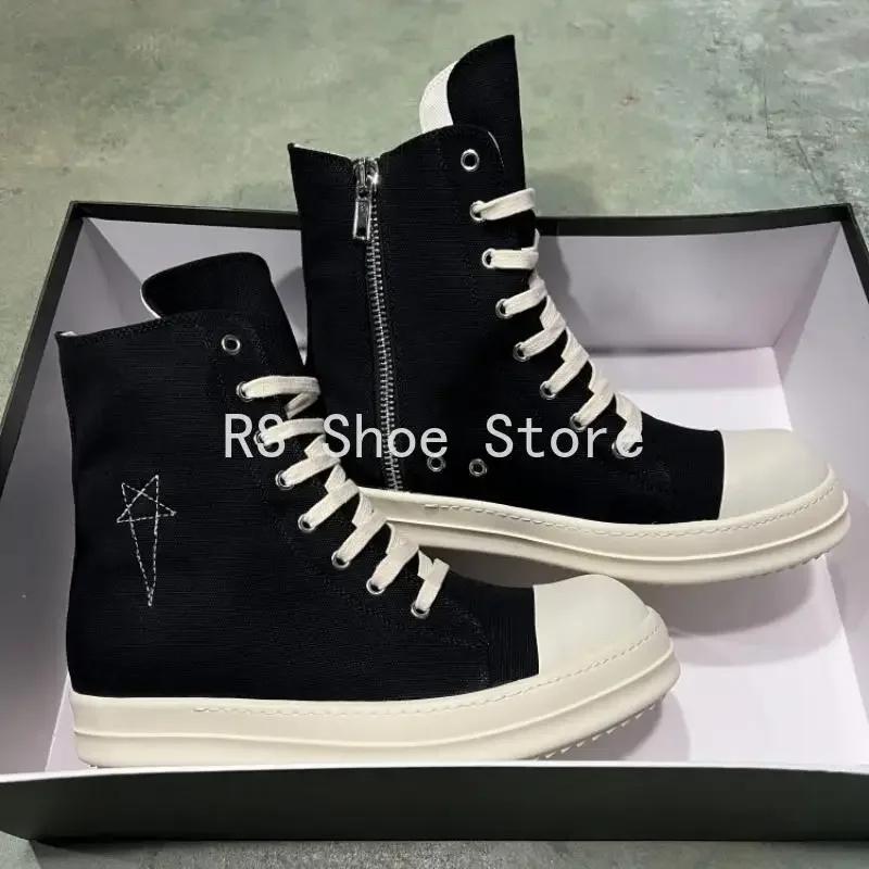 Ro Design classique botte en toile noire chaussure haute hommes chaussures décontractées de luxe fer