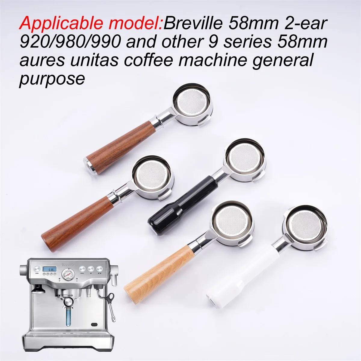 Portafiltre sans fond de 58mm Breville BES920/980/990 en acier inoxydable avec panier de 2 tasses po