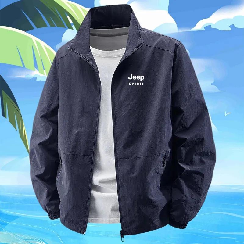 Veste pour homme Jeep à col montant, pour le printemps et l'automne, décontractée, grande taille, vê