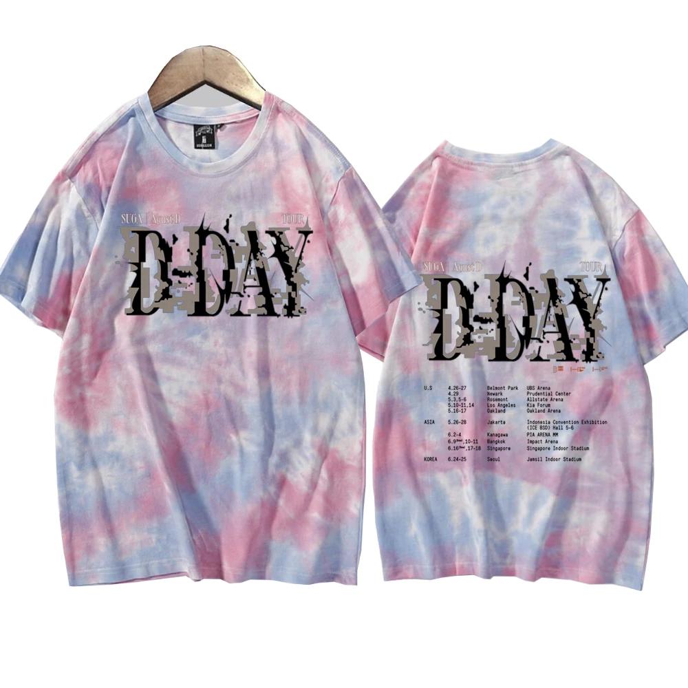 Suga Agust D Tour Tie Dye chemises unisexe col rond manches courtes musique populaire T-Shirt Fans c