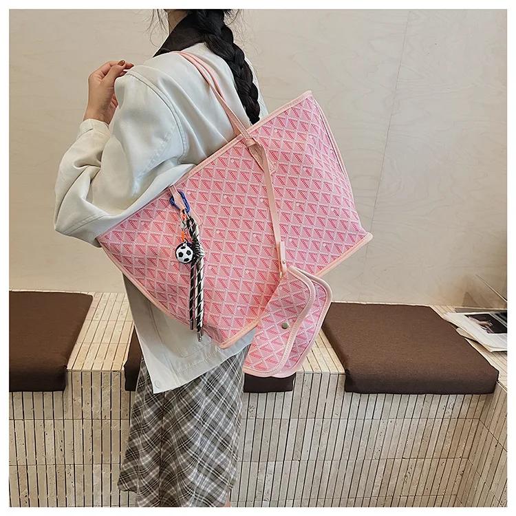 Sac fourre-tout imprimé grande capacité pour femme, sac à bandoulière vintage à lettres, nouveau sac