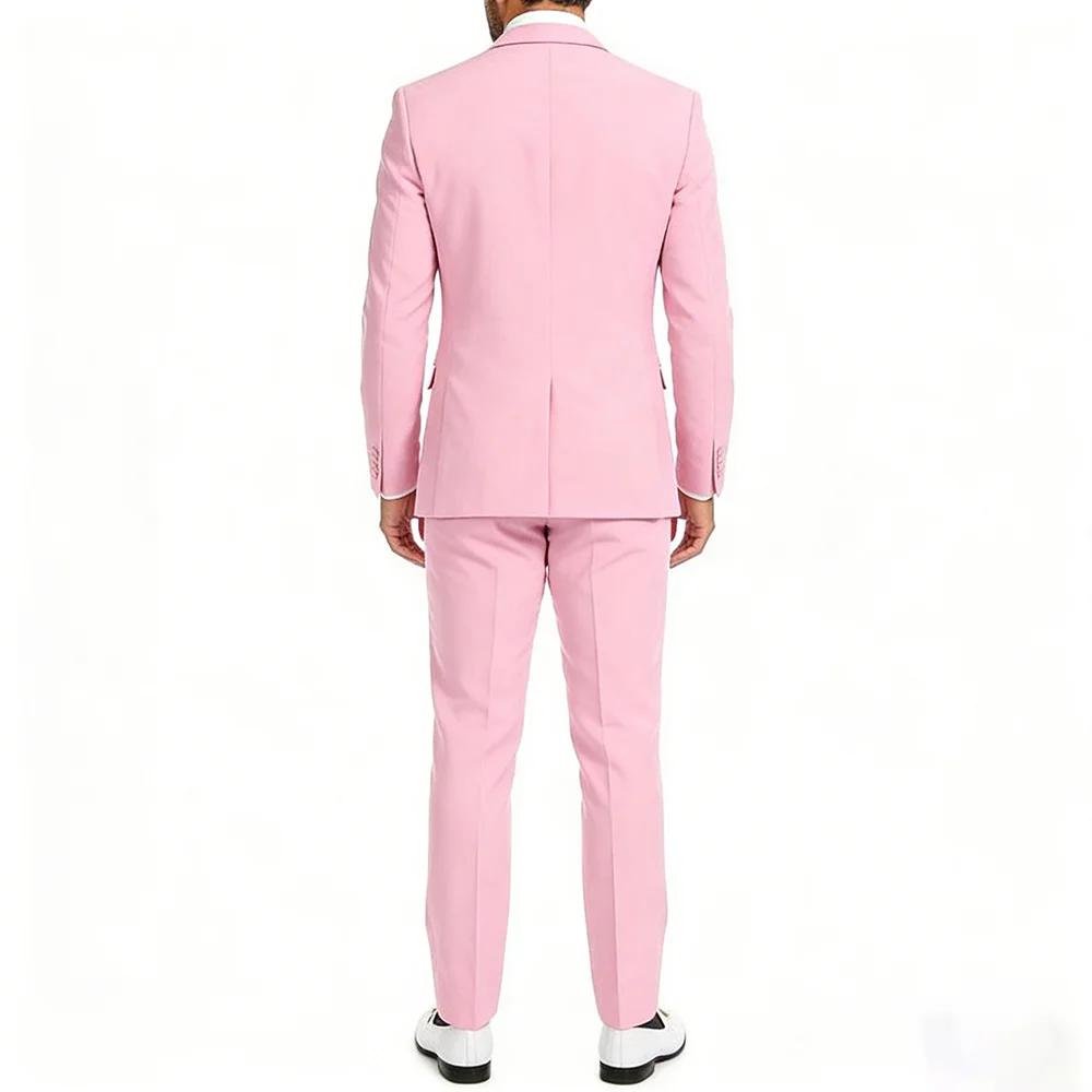 Costume de Mariage Rose Luxe pour Homme 2026 – Ensemble 2 Pièces Haut de Gamme Slim Fit (Veste et Pa