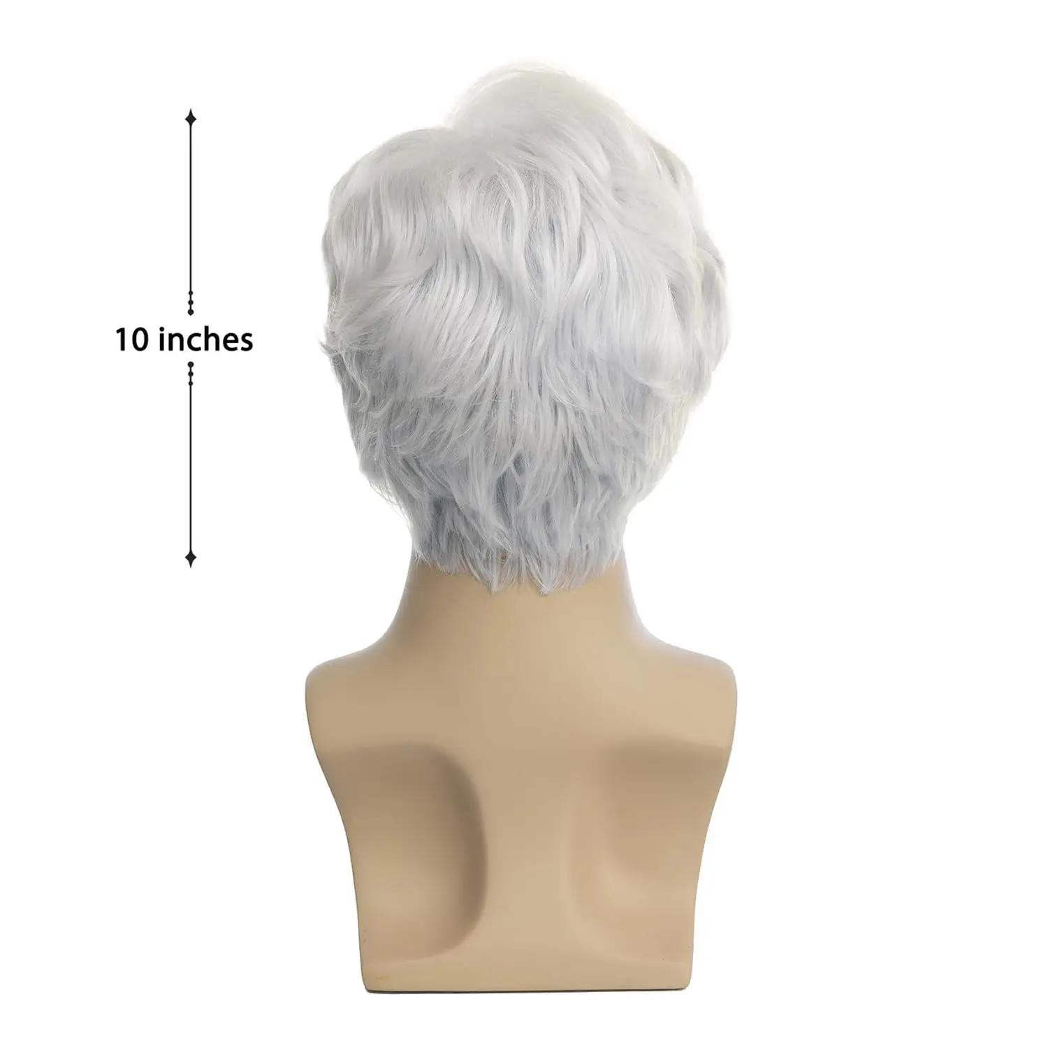 Perruque synthétique courte noire pour hommes, cheveux de remplacement complets en couches naturelle