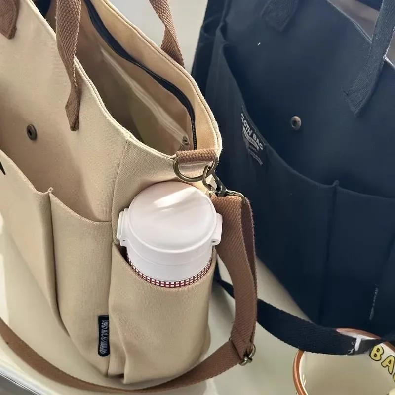 Sac à main en toile pour femmes, sac Simple pour étudiant, grande capacité, épaule horizontale incli