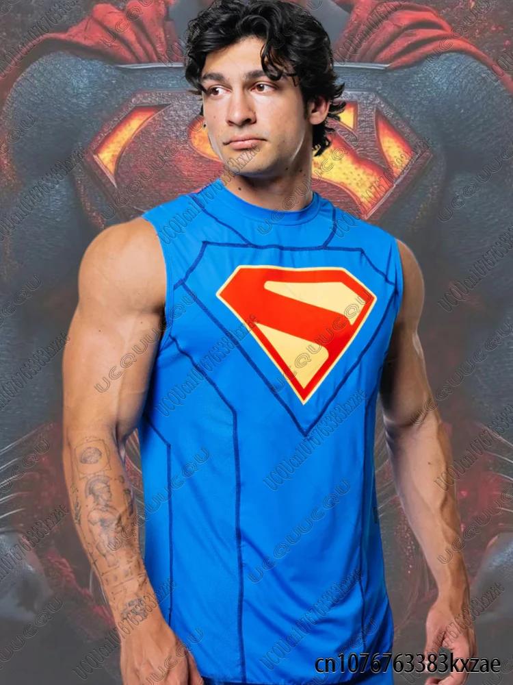 T-shirts de fitness Superman, t-shirts à manches courtes pour musculation, t-shirts décontractés à c