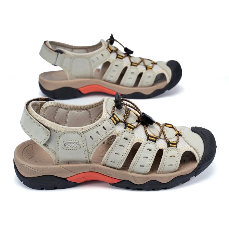 Sandales Parker fermées en cuir véritable pour hommes, chaussures de plage, extérieur, été, en amont