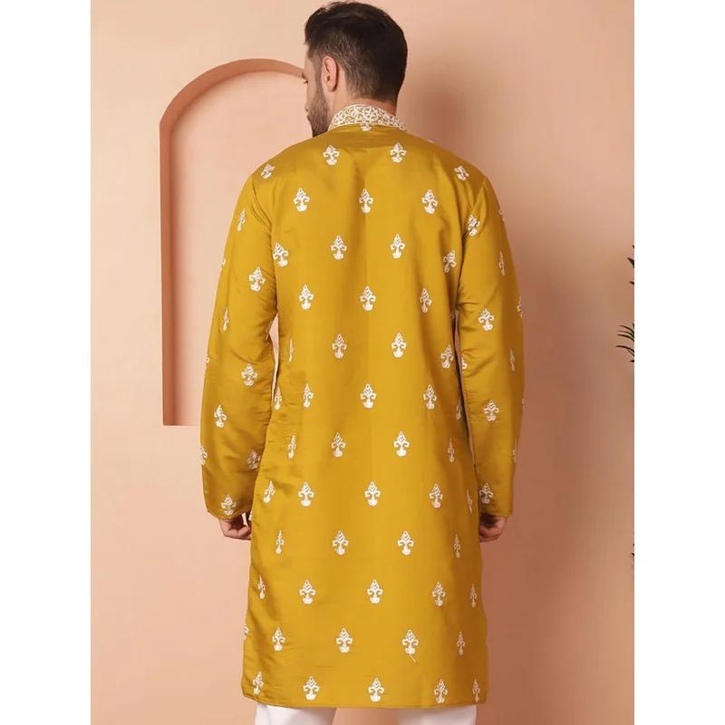 Kurtaasuha imprimé numérique pour hommes, coupe régulière, col Mandarin, long, adapté à toutes les o