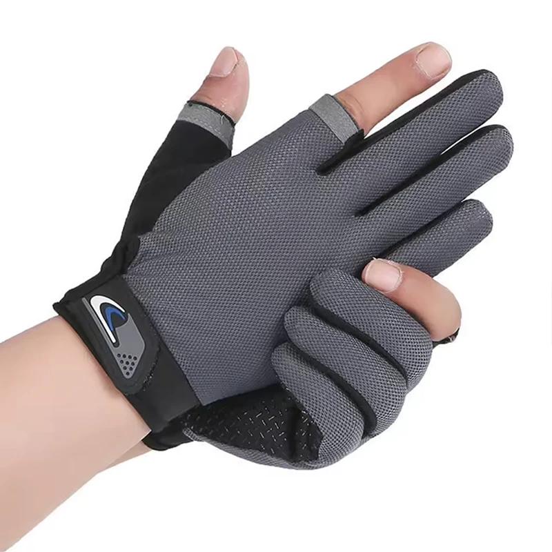Gants de pêche d'été pour hommes et femmes, coupe à deux doigts, pour écran tactile, antidérapants, 