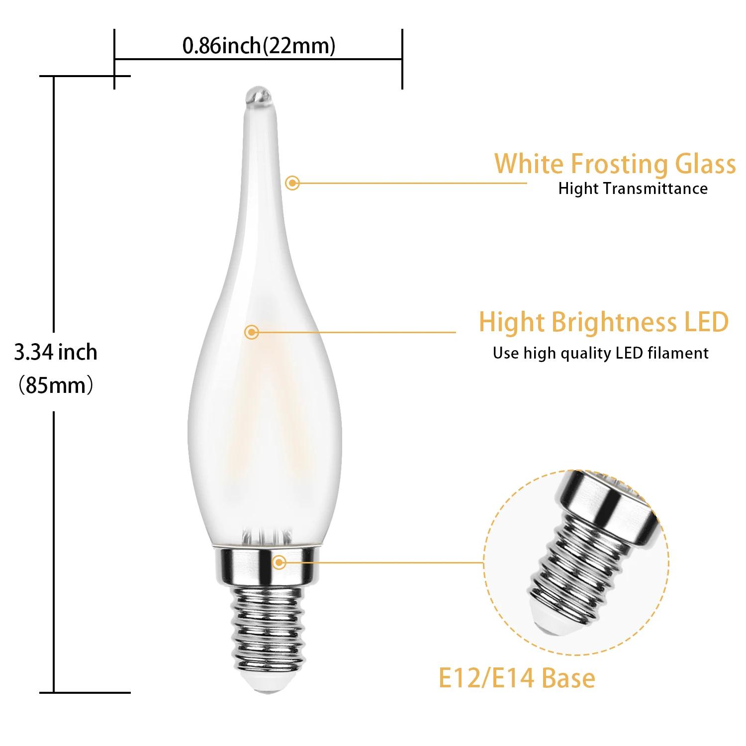 Ampoule LED E14 220V 110V C22, style rétro givré, remplacement pour chandelier, filament vintage, la