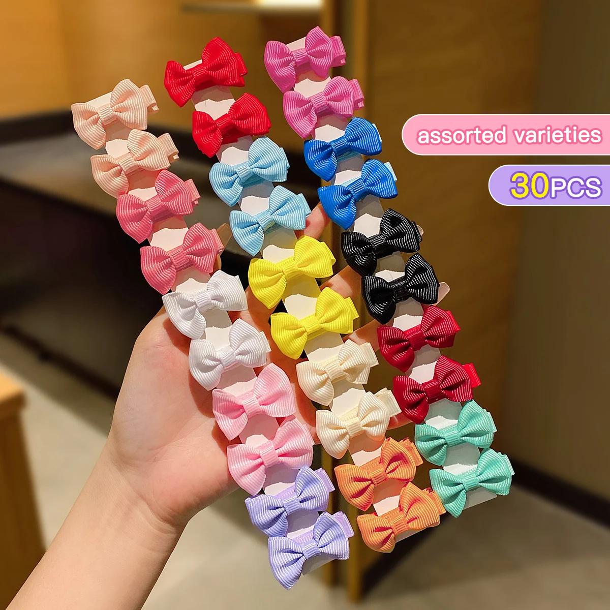 30 pinces à cheveux en tissu à nœud aléatoire coloré adaptées à un usage quotidien comme accessoires