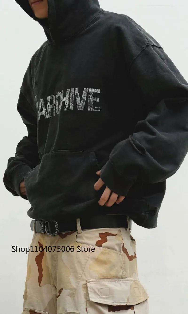 Sweat-shirt à capuche en détresse pour hommes, ample, décontracté, vêtements de sport, pull, Streetw