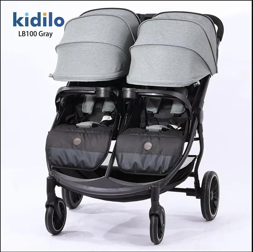 Nouvelle poussette double tout-en-un 2025, convertible assise ou allongée, légère et pliable, avec c