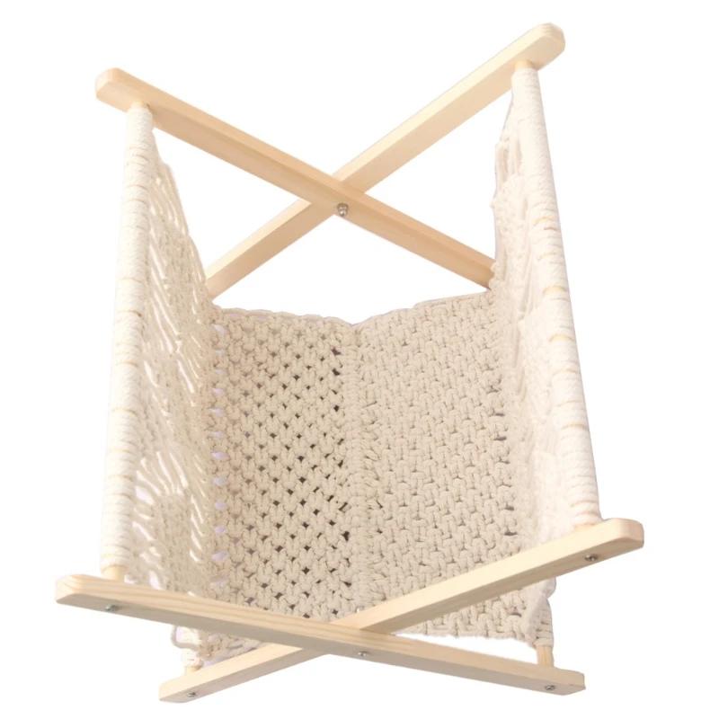 Porte-revues en macramé, style Boho, panier rangement sur pied pour journaux, livraison directe