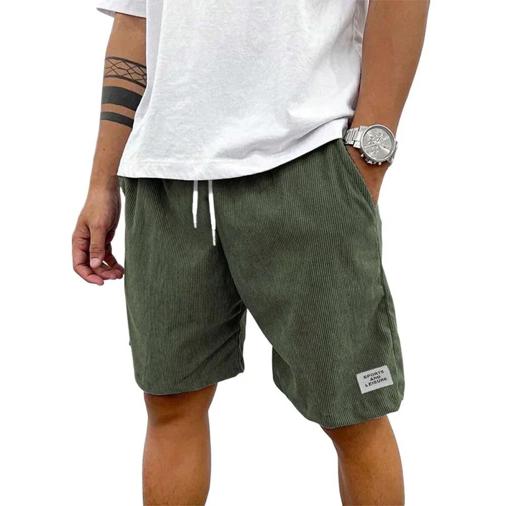 Pantalon de survêtement léger en velours côtelé pour homme, short de plage décontracté pour homme, s
