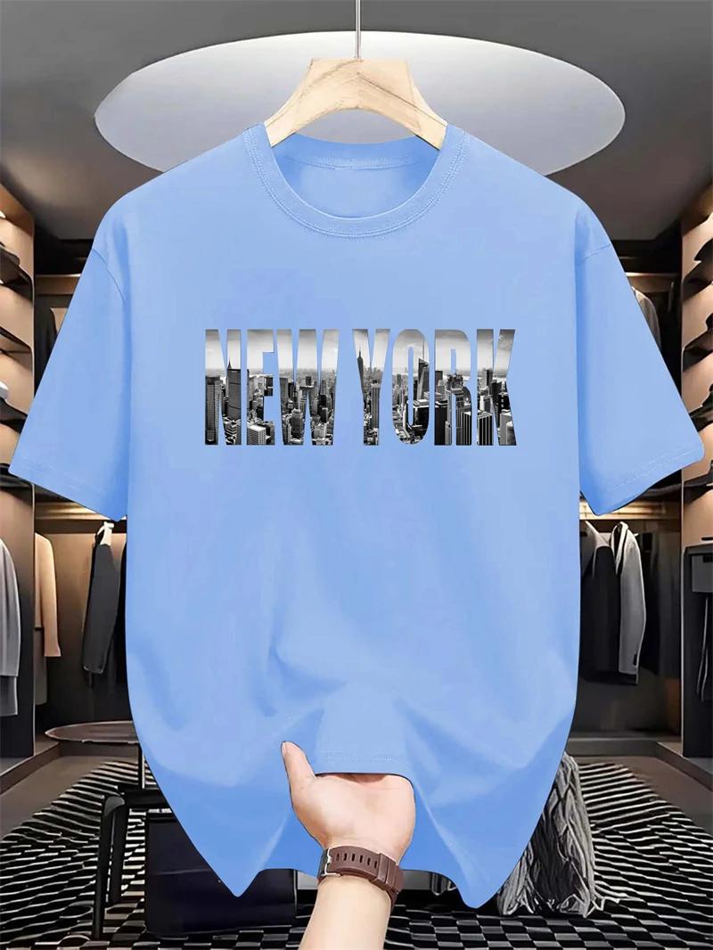 Mode Simple New York Lettres T-shirts Pour Hommes D'été À La Mode Hip Hop 3D Imprimé T-shirts Lâche 