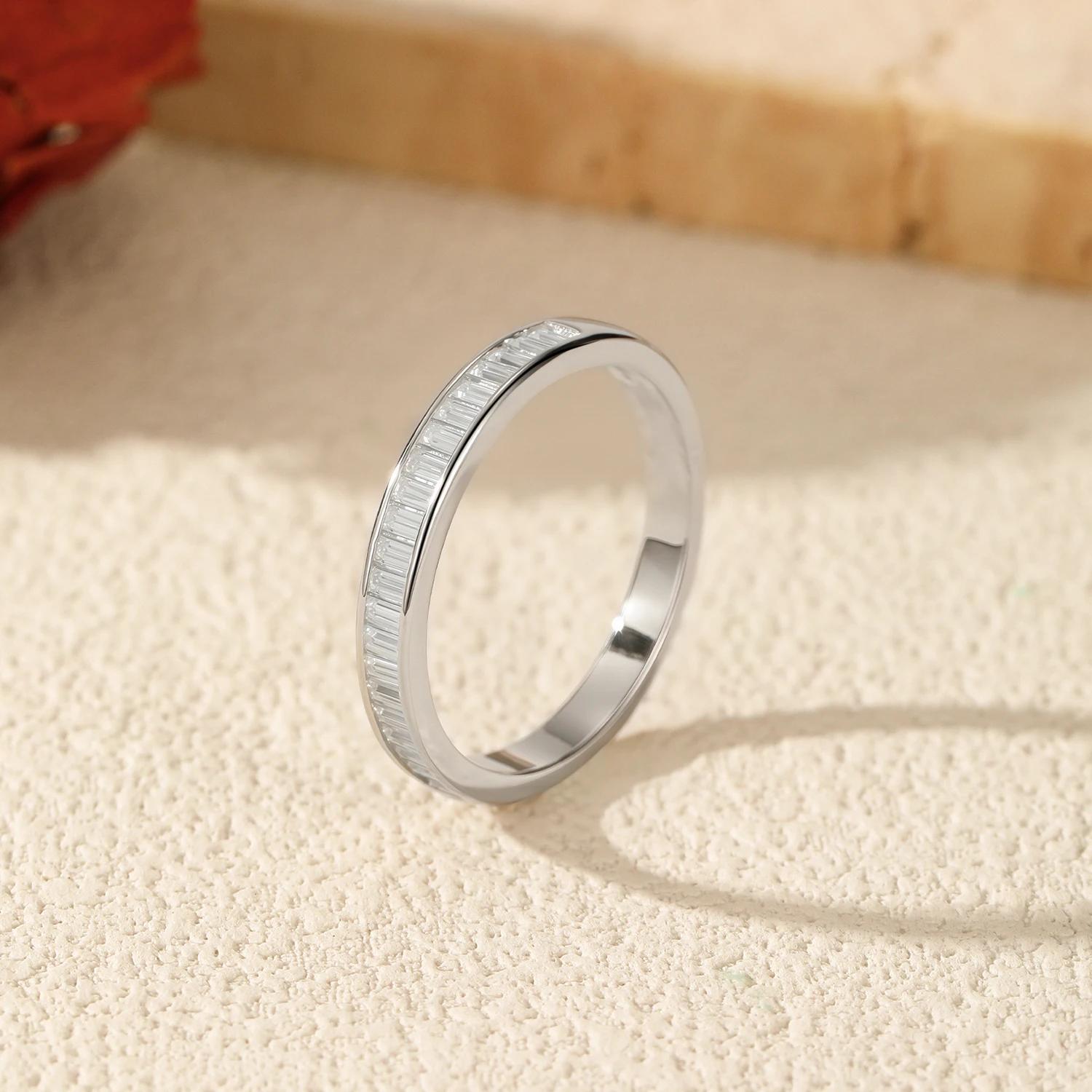MODIAN – bagues empilables rectangulaires en Moissanite, couleur D éblouissante, en argent Sterling 