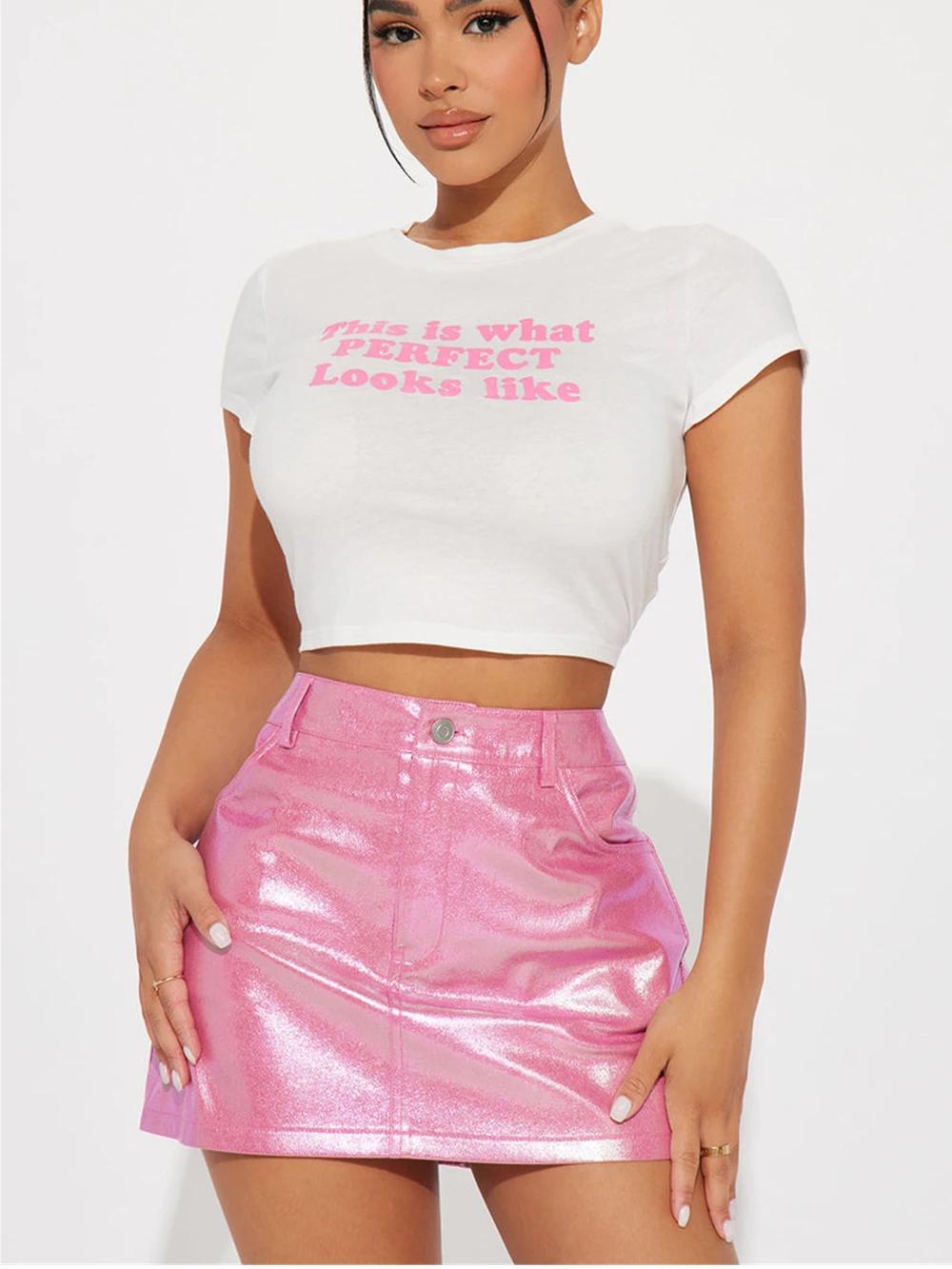 T-shirt court en coton Y2K pour femme, streetwear d'été