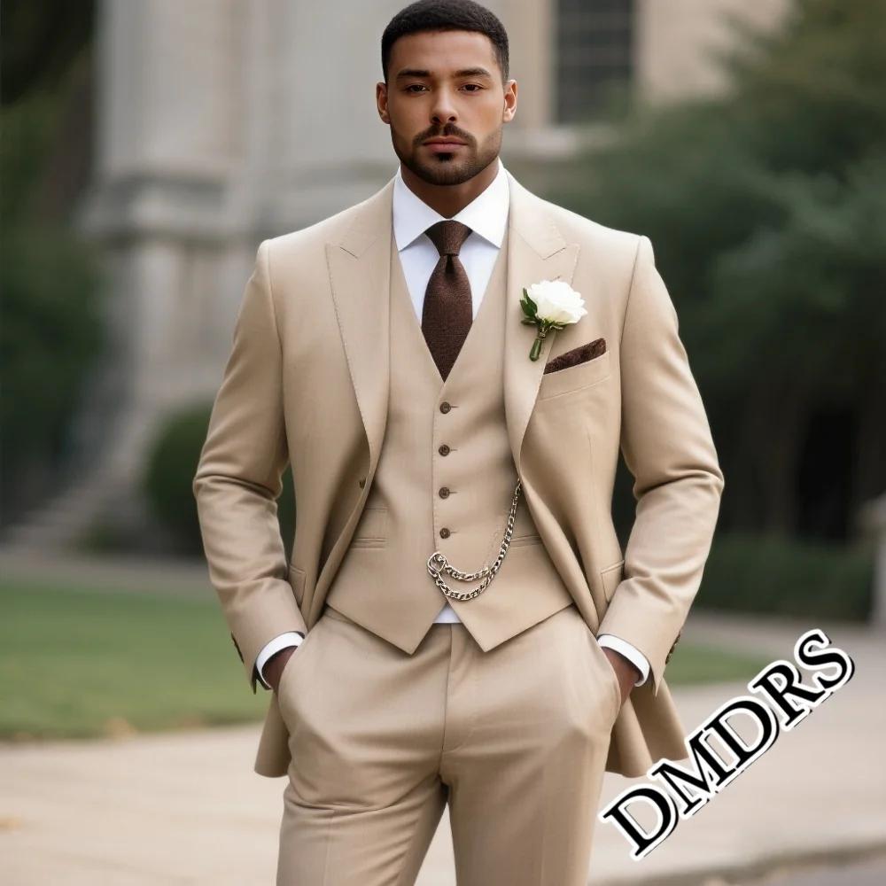 Ensemble de costume luxueux Champagne pour hommes, 2 pièces, pour mariage, formel, simple boutonnage