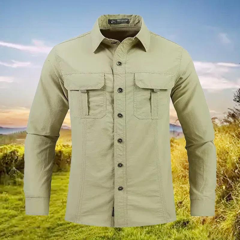 Chemise légère à séchage rapide pour hommes, chemise tactique décontractée militaire à manches longu
