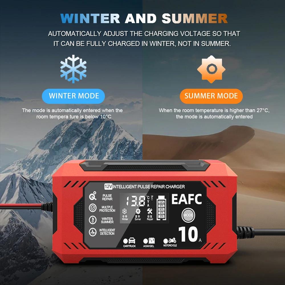 Chargeur de batterie de voiture grand écran 6A/8A/10A 12V, dispositif de chargement de batterie de m