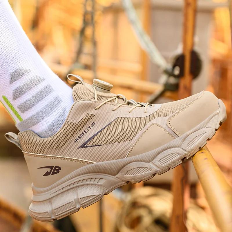 Chaussures de travail respirantes pour hommes et femmes, chaussures de sécurité anti-écrasement et a