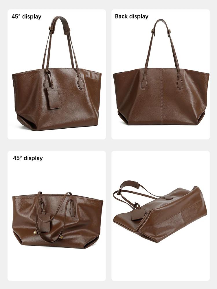 Zency – sac à main rétro pour femmes, 100% cuir véritable, sac à bandoulière pour dames, fourre-tout