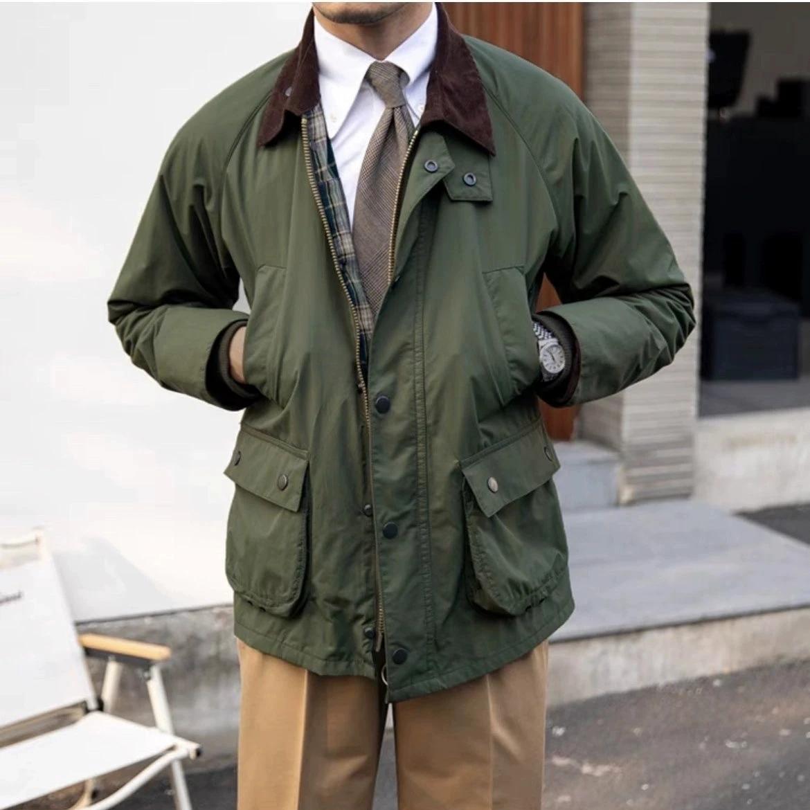 Veste de chasse rétro britannique pour homme, coupe-vent imperméable, vêtements de travail en cire d