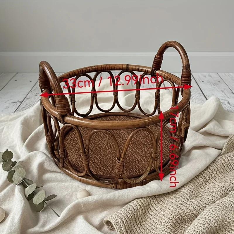 Accessoire photo pour nouveau-né : panier en rotin indonésien tissé à la main pour garçons et filles