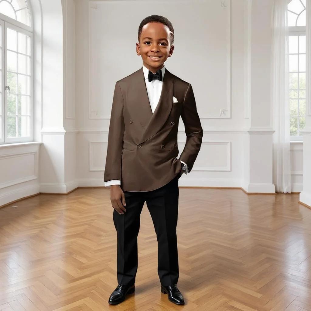 Costume Double boutonnage pour garçons, 2 pièces, veste formelle pour enfant, pantalon, smoking de m