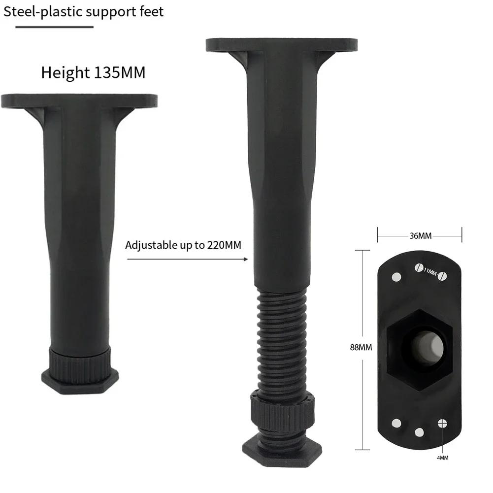 Pieds télescopiques pour meubles, support de meuble en plastique et acier, support réglable en haute