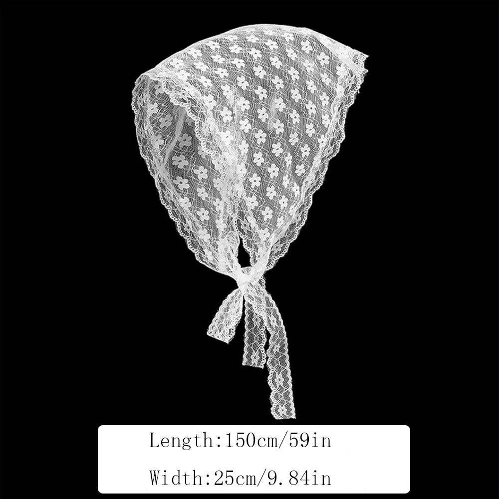 1 pièce Foulard triangulaire en dentelle blanc, Turban doux en dentelle, Bandeau de voyage pour phot