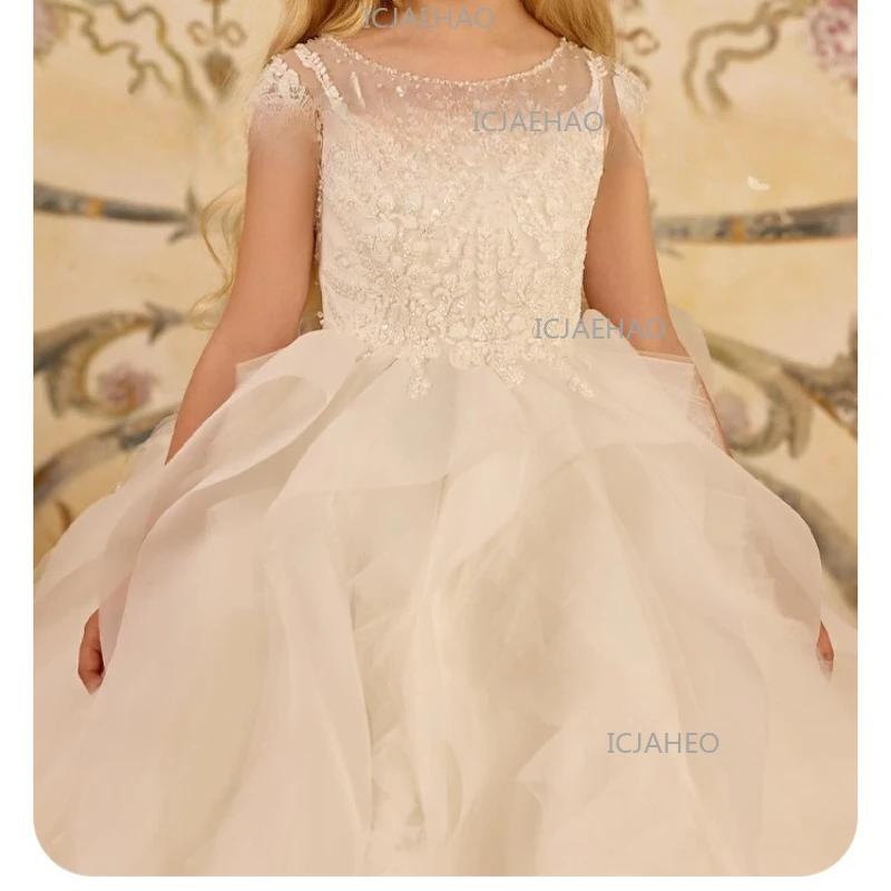 Nouvelle Robe de Princesse Blanche pour Filles 2026 – Modèle Enfant, Tenue de Cérémonie, Robe de Soi