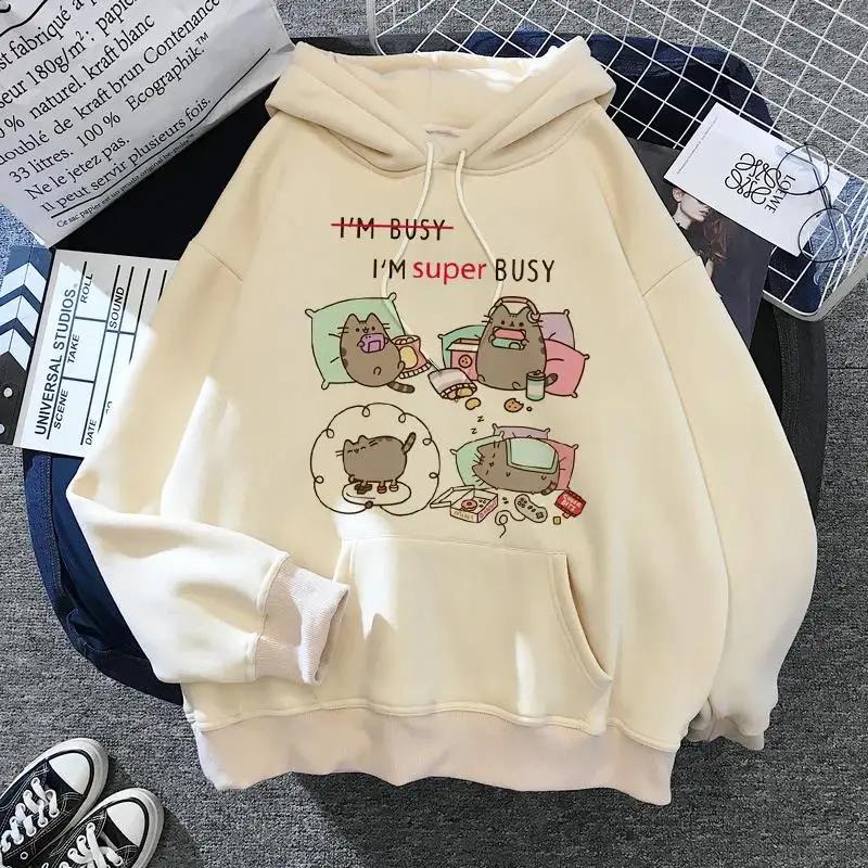 Sweat-shirt à capuche chat pour femmes, costume de dessin animé, style coréen Harajuku Kawai, surdim
