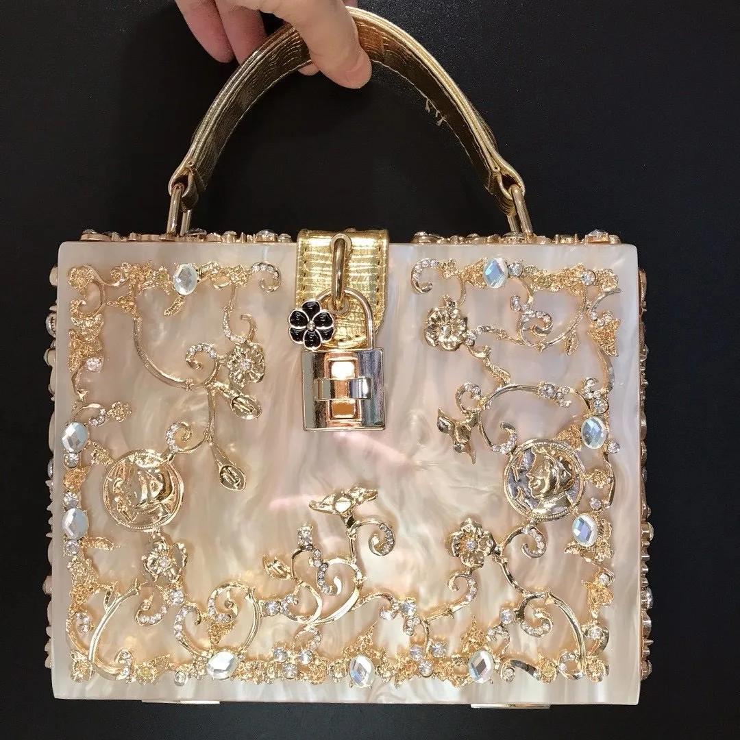 Sac de soirée en cristal de haute qualité pour femme, nouveau sac à main en métal évidé, fleur sculp