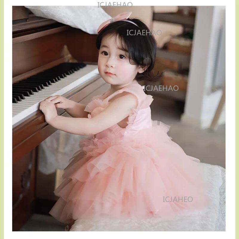 Robe de Premier Anniversaire pour Filles, Robe Tutu de Cérémonie, Costume de Demoiselle d'Honneur, R