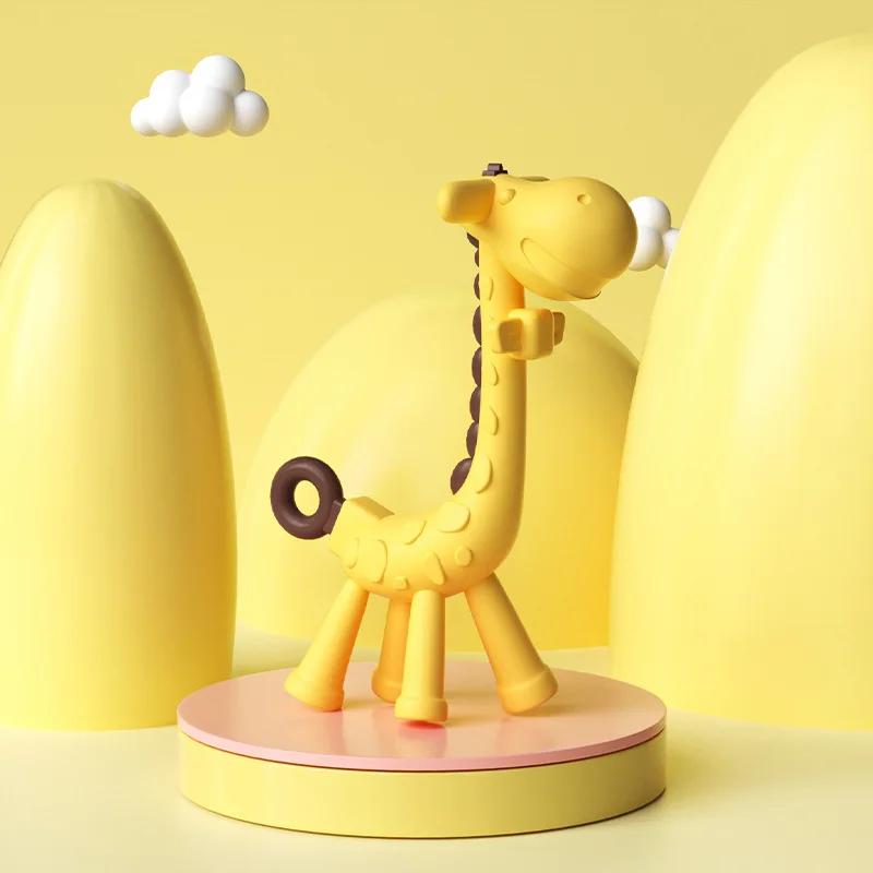 Anneau de dentition molaire en Silicone pour bébé, qualité alimentaire, girafe, dessin animé, soulag