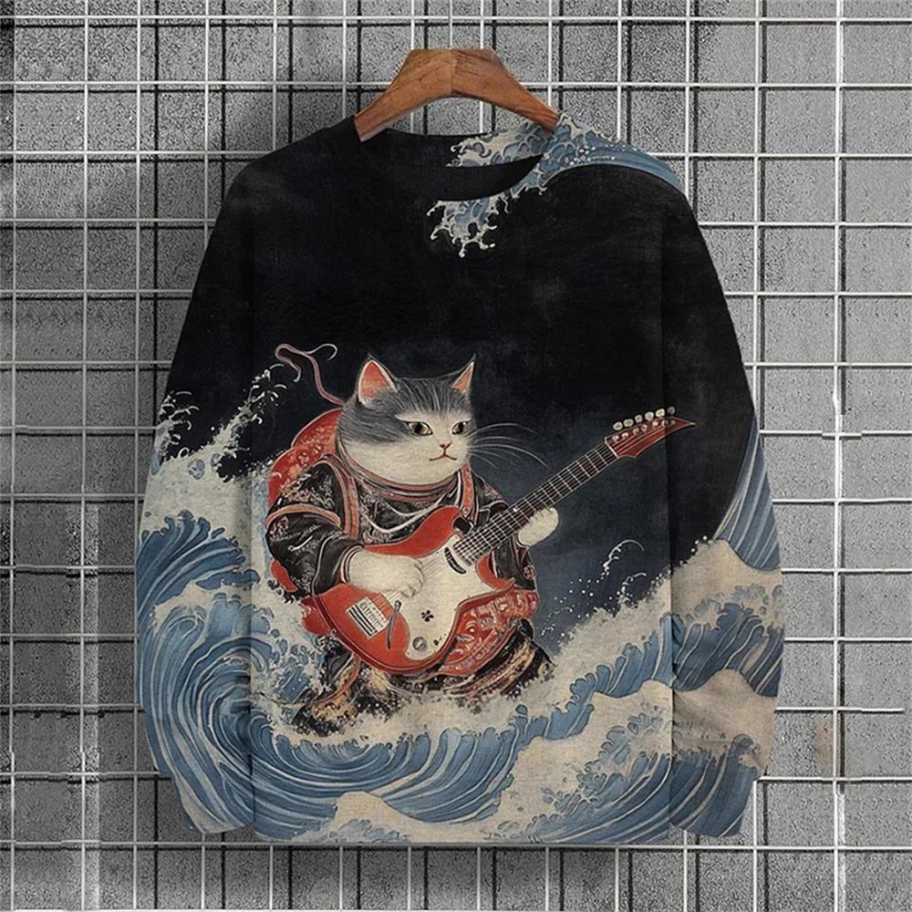 Sweats à capuche à manches longues pour hommes, pull PVD, impression graphique Ramen de vague de mer