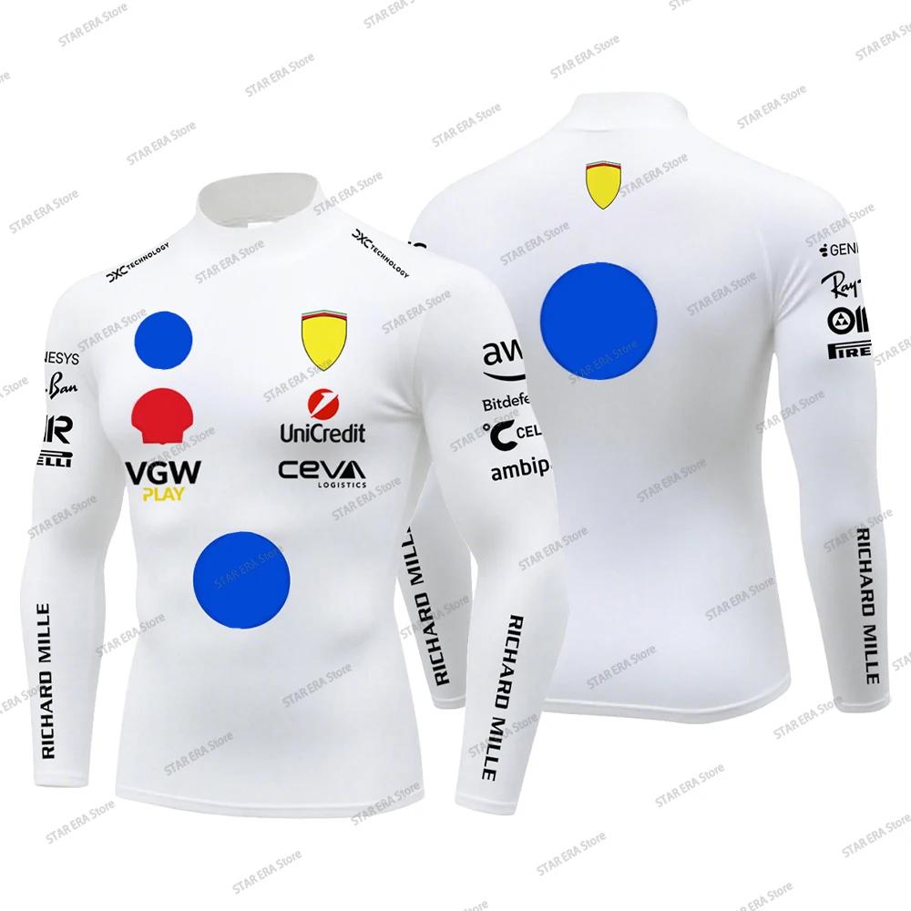 T-shirt de compression de course Charles Leclerc 16 pour hommes, Hamilton 44, col montant, manches l