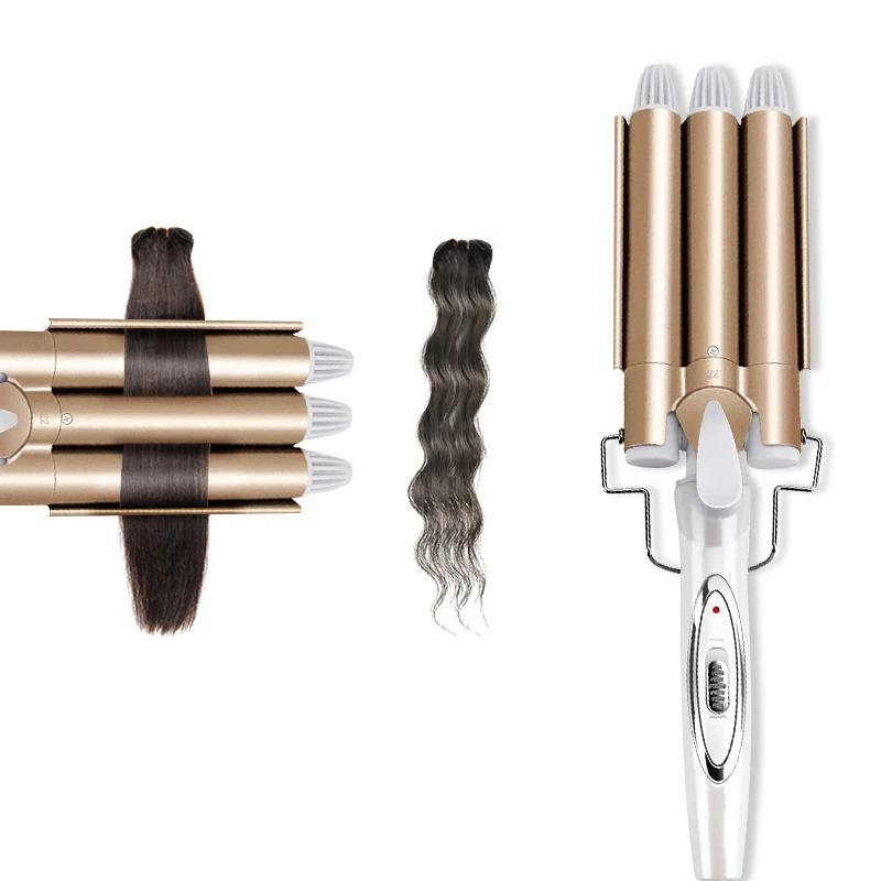 Outils professionnels pour cheveux fer à friser en céramique Triple baril coiffeur cheveux Waver out