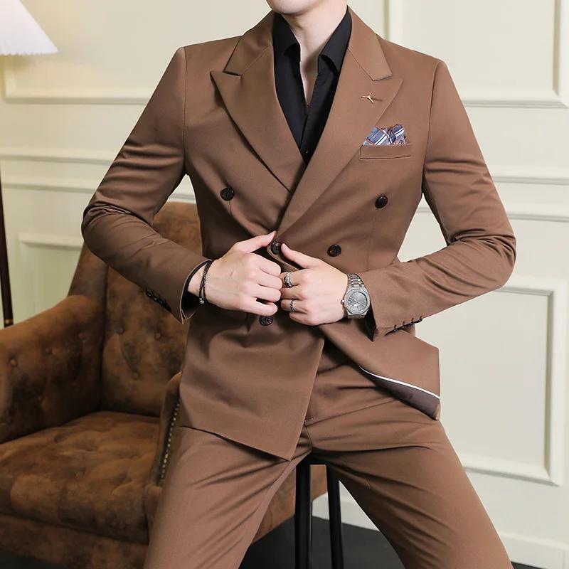 Ensemble 2 pièces pour homme, blazer + pantalon, tenue d'affaires décontractée, moulante, tenue de m